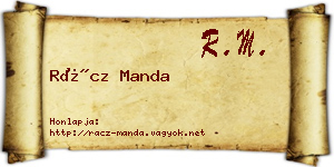 Rácz Manda névjegykártya